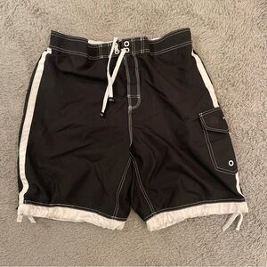 Max Mehra Mens Size XL Swim Trunks Shorts Swimsuit Black White Cargo